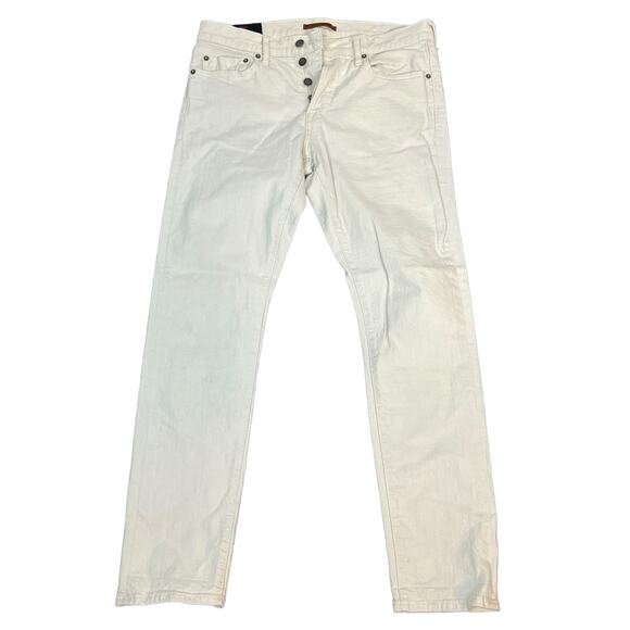 AF Abercrombie & Fitch Performance Selvedge Straight Jeans 31x30 Cream Denim